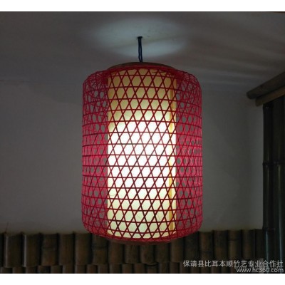 弧形柱状竹编灯罩天然纯手工精编灯笼灯罩高品质竹编灯罩工艺品