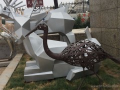 园林艺术小品不锈钢铁艺编织镂空字母数字火烈鸟动物雕塑摆件
